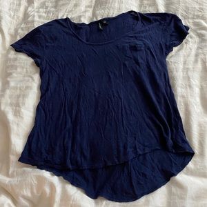 Cynthia Rowley navy blue shirt sleeve linen tee